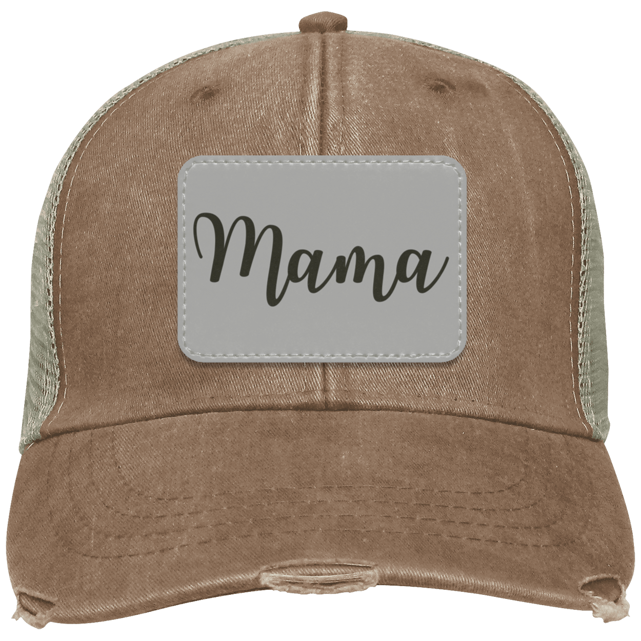 Mama Distressed Cap w/ Gray Patch