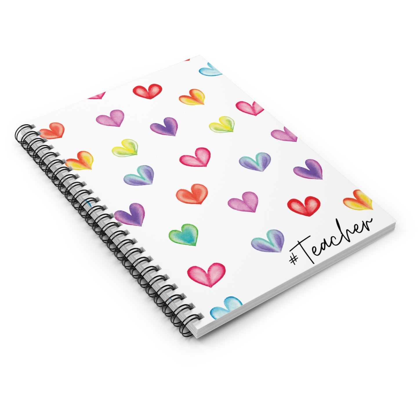 Hearts #Teacher - Spiral Notebook - Ruled Line