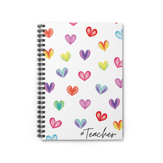 Hearts #Teacher - Spiral Notebook - Ruled Line