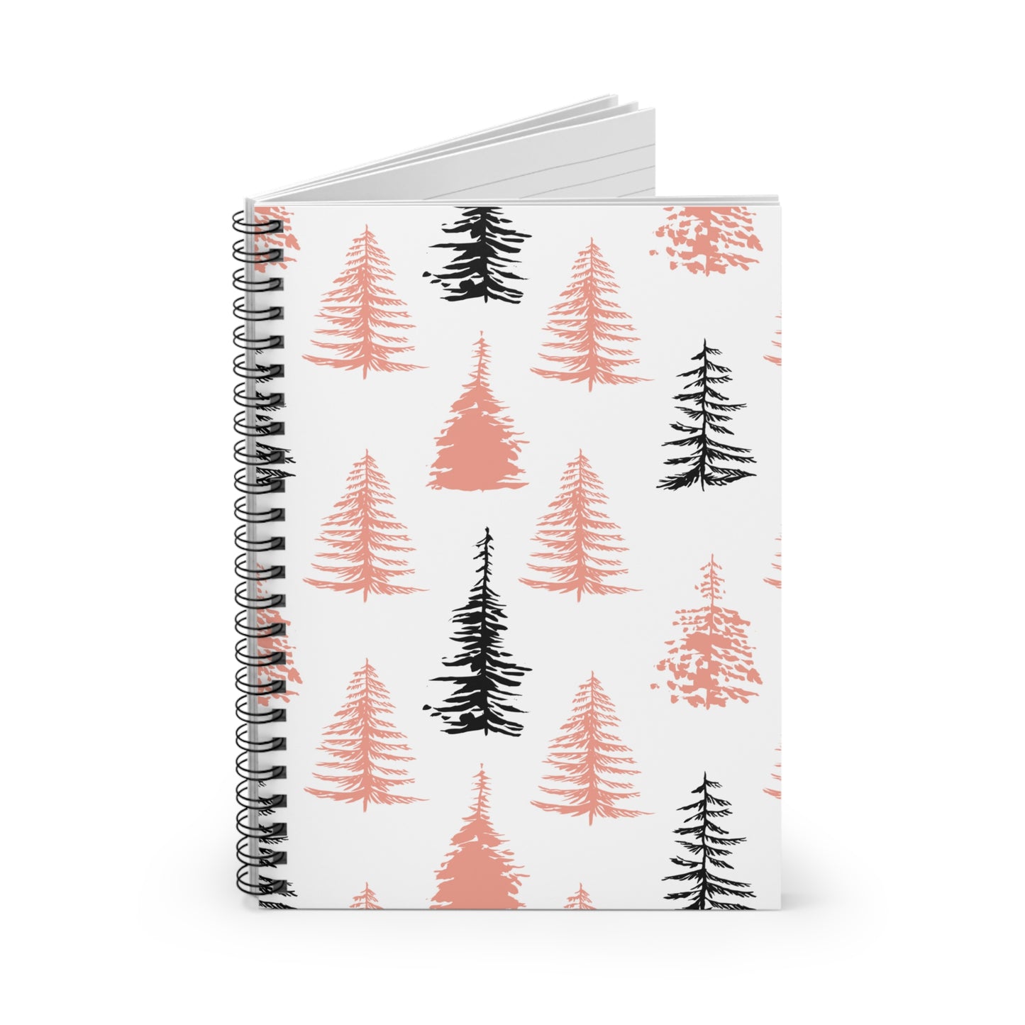 Pink & Black Christmas Trees Spiral Notebook