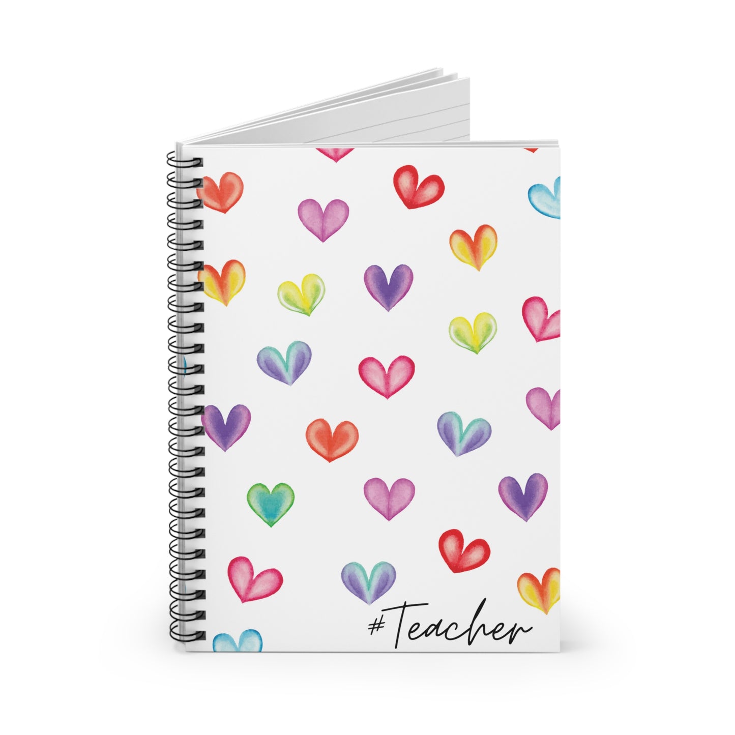 Hearts #Teacher - Spiral Notebook - Ruled Line