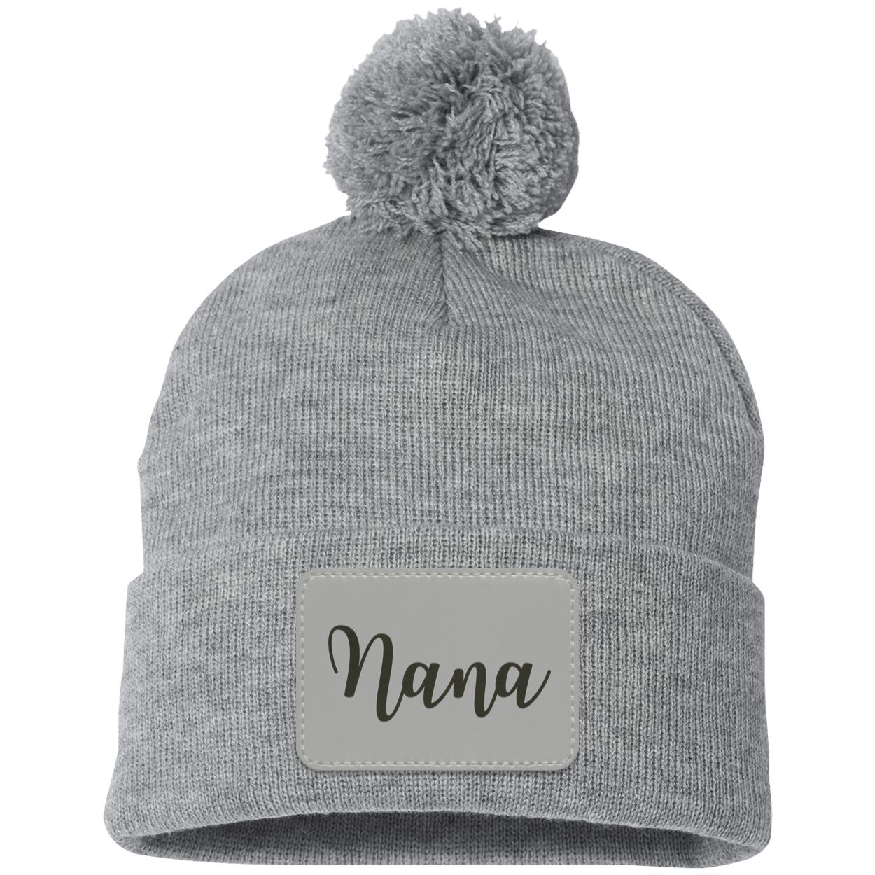 Nana Pom Pom Beanie w/ Gray Patch