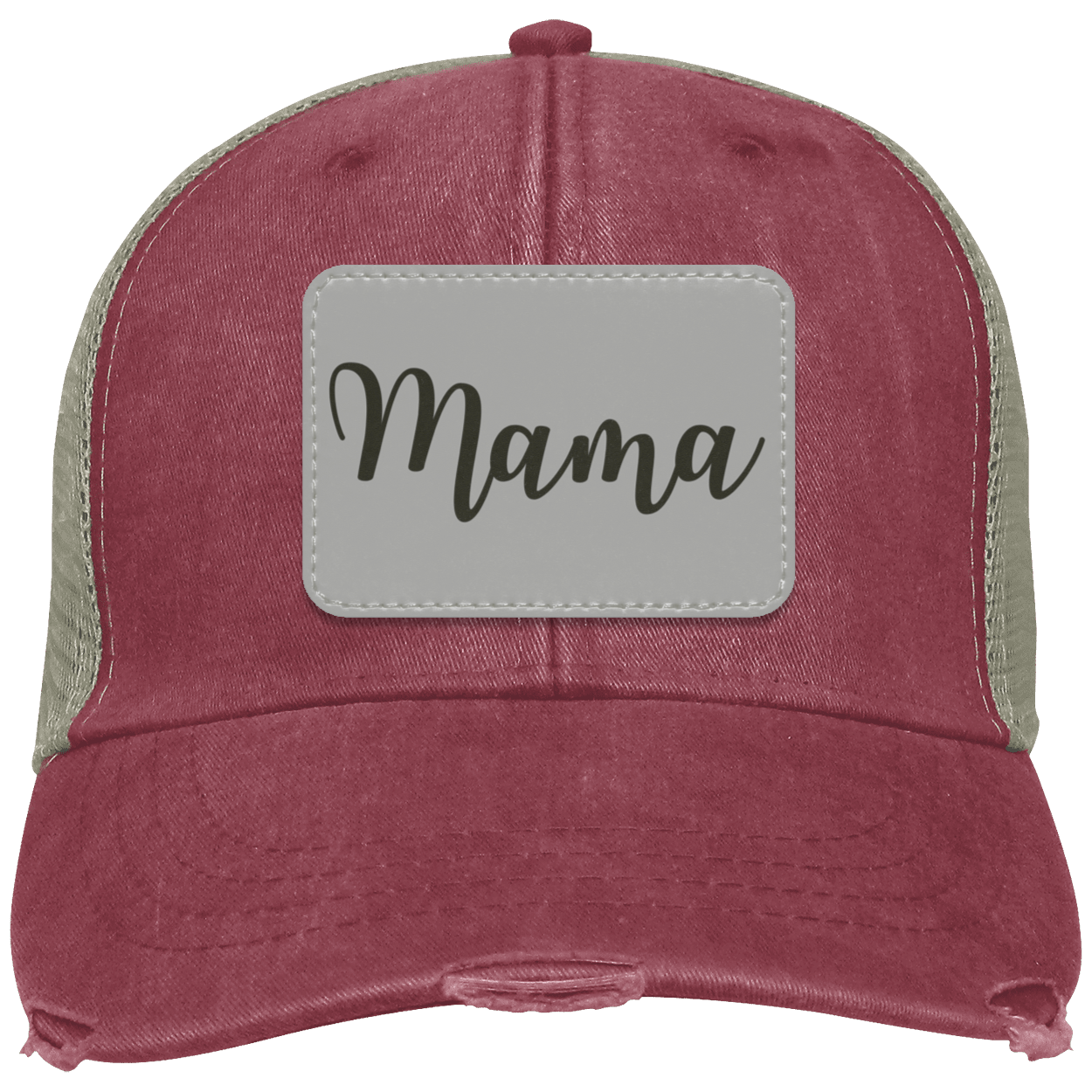 Mama Distressed  Cap w/ Gray Patch