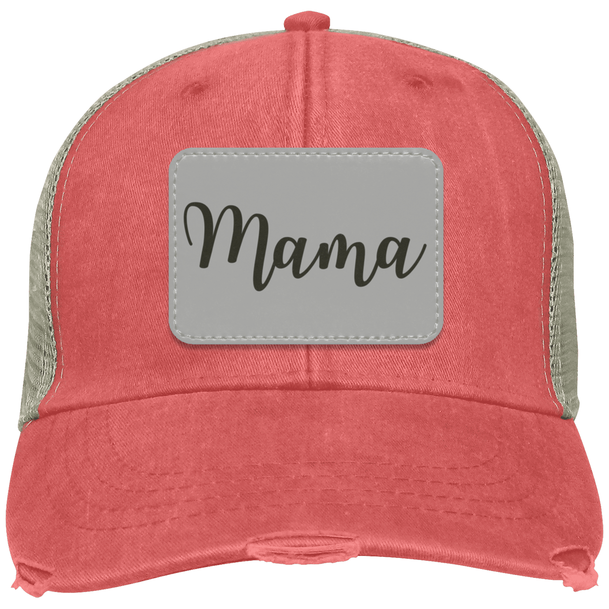 Mama Distressed  Cap w/ Gray Patch