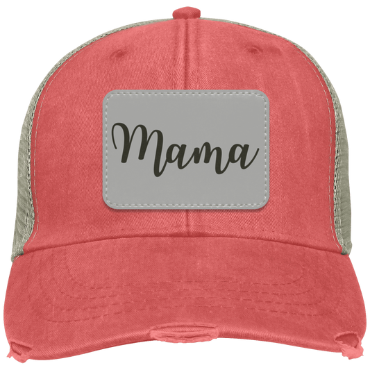 Mama Distressed  Cap w/ Gray Patch