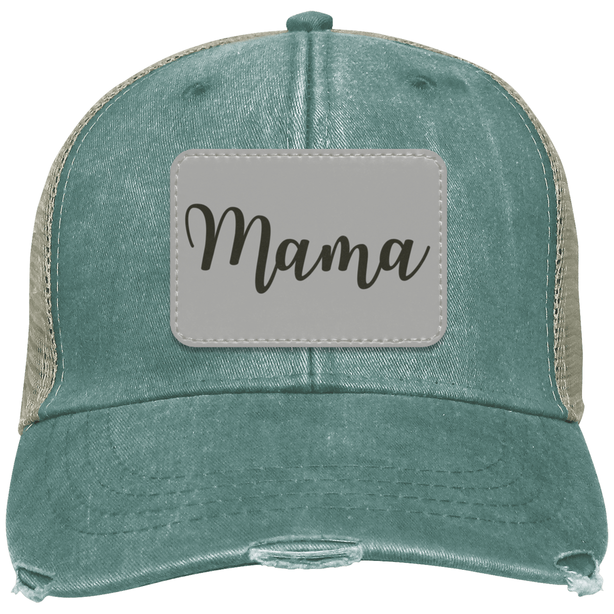 Mama Distressed  Cap w/ Gray Patch