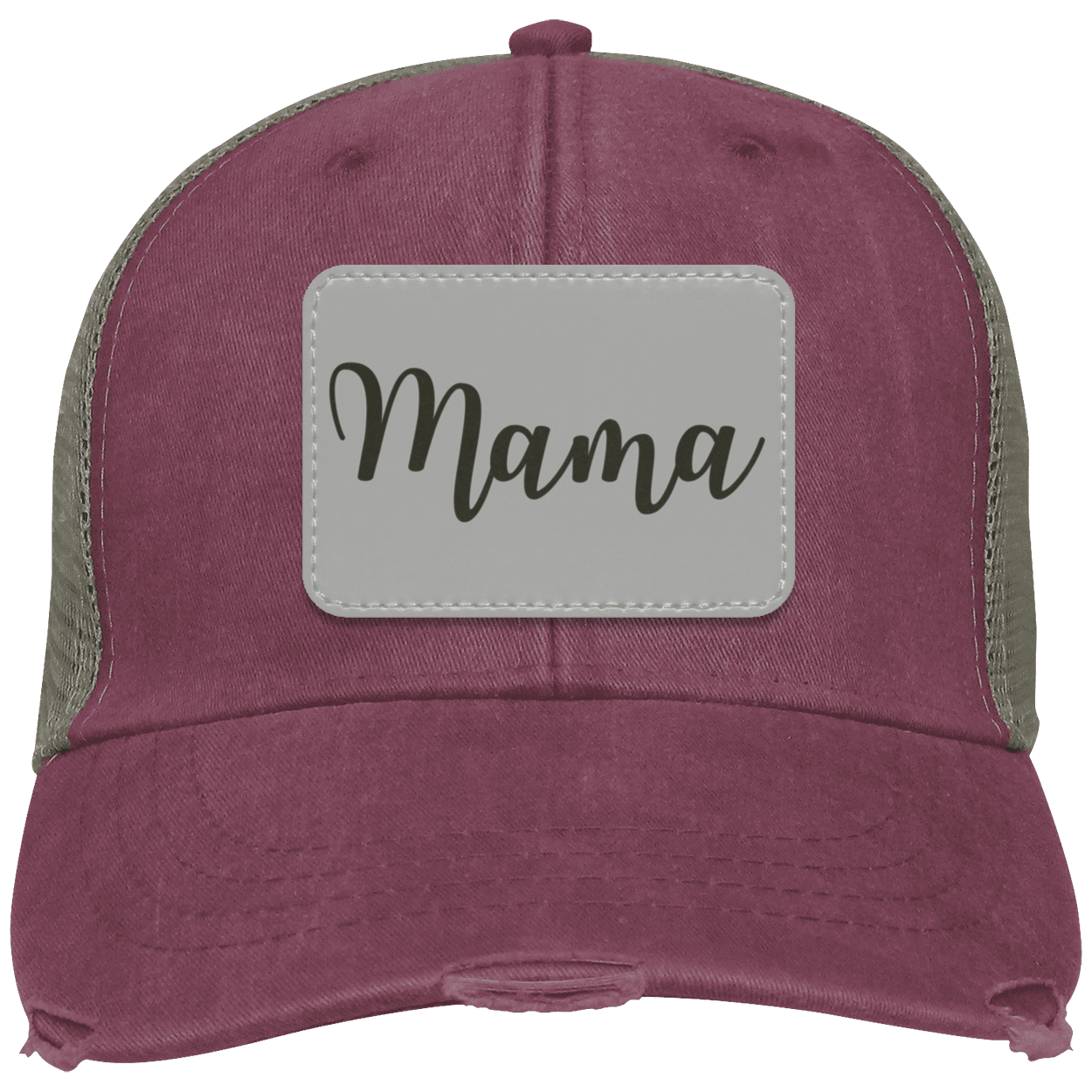 Mama Distressed  Cap w/ Gray Patch