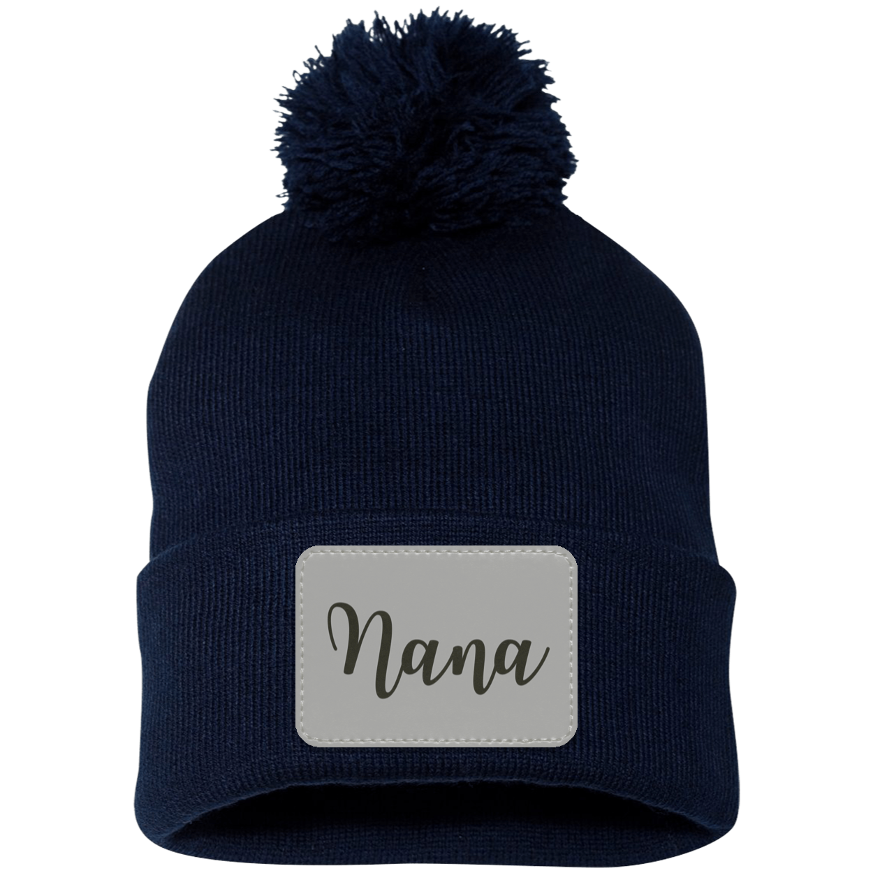 Nana Pom Pom Beanie w/ Gray Patch