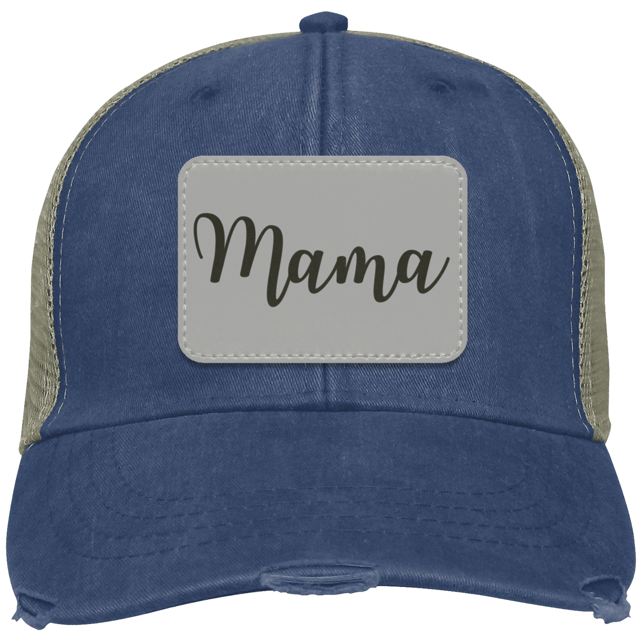 Mama Distressed  Cap w/ Gray Patch