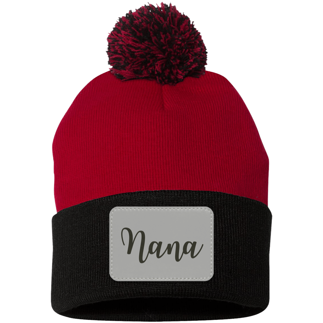 Nana Pom Pom Beanie w/ Gray Patch