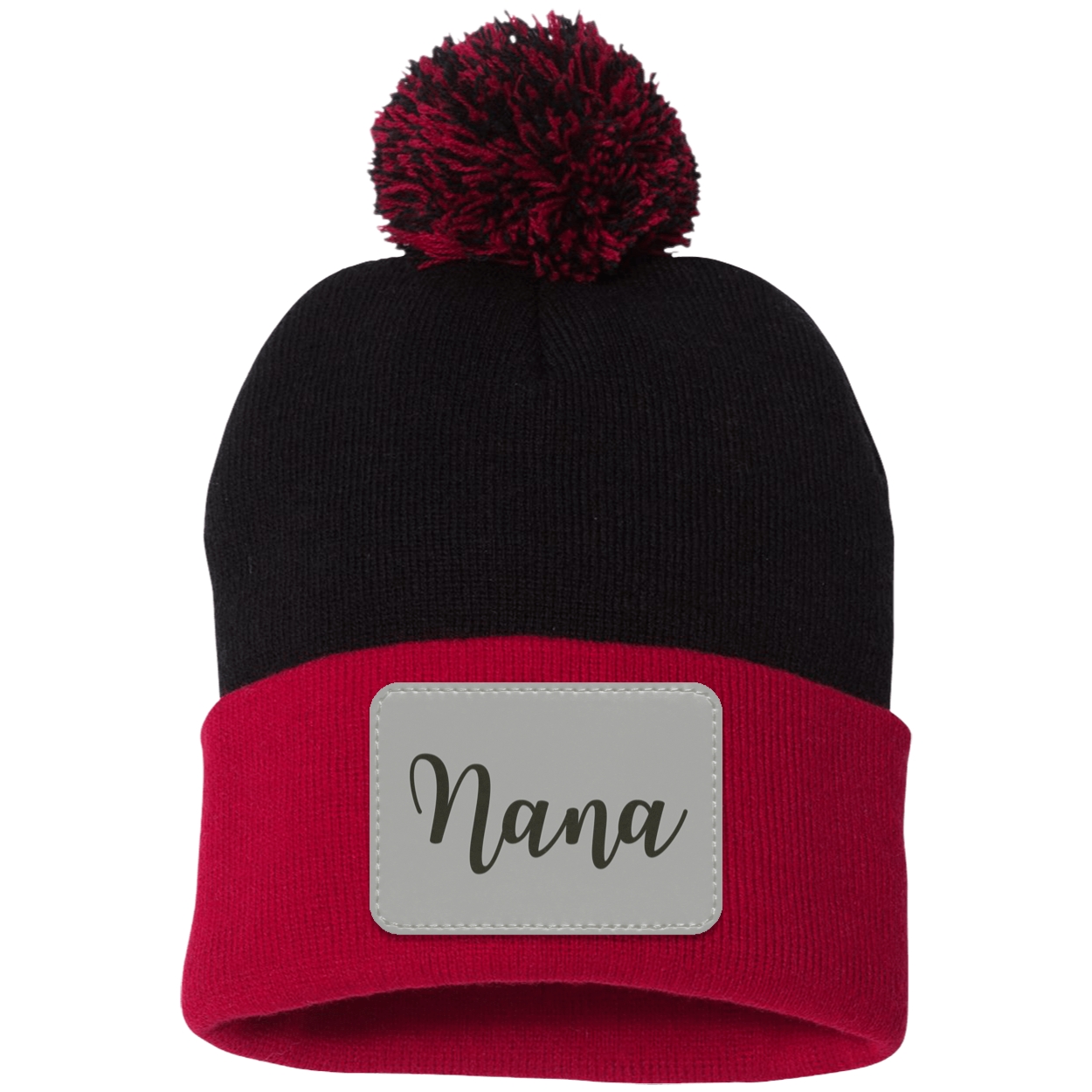 Nana Pom Pom Beanie w/ Gray Patch