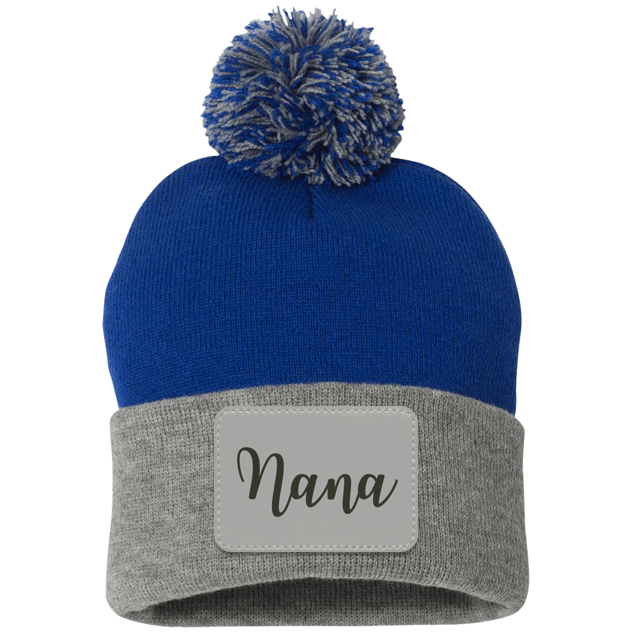 Nana Pom Pom Beanie w/ Gray Patch