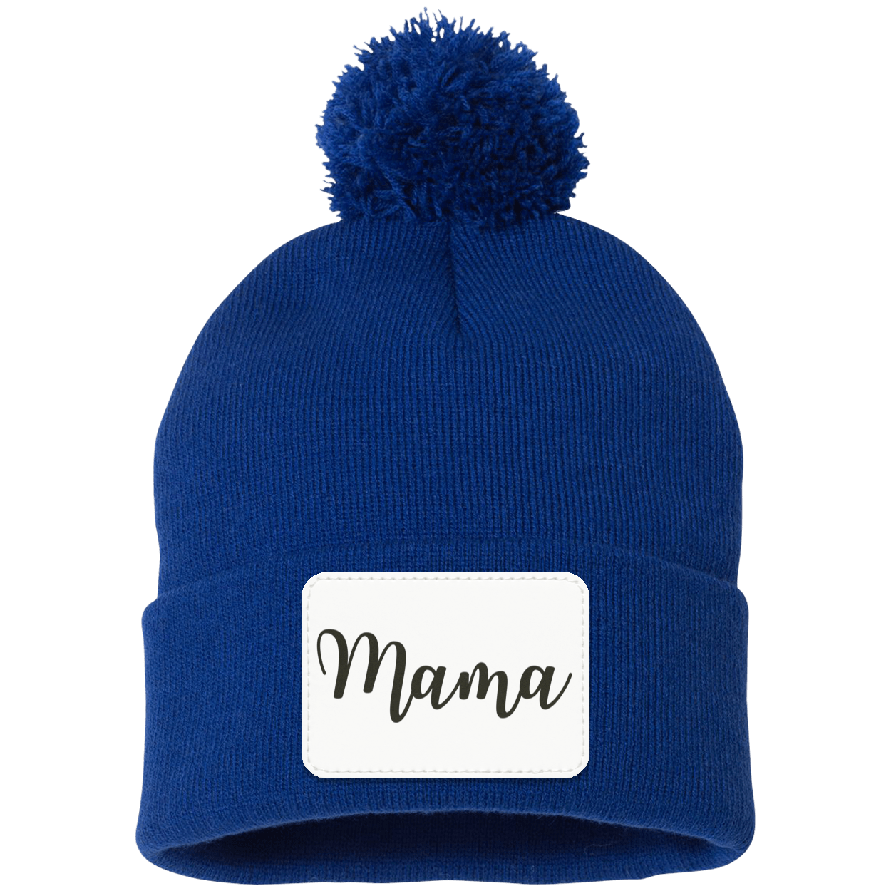 Mama Pom Pom Beanie w/ White Patch