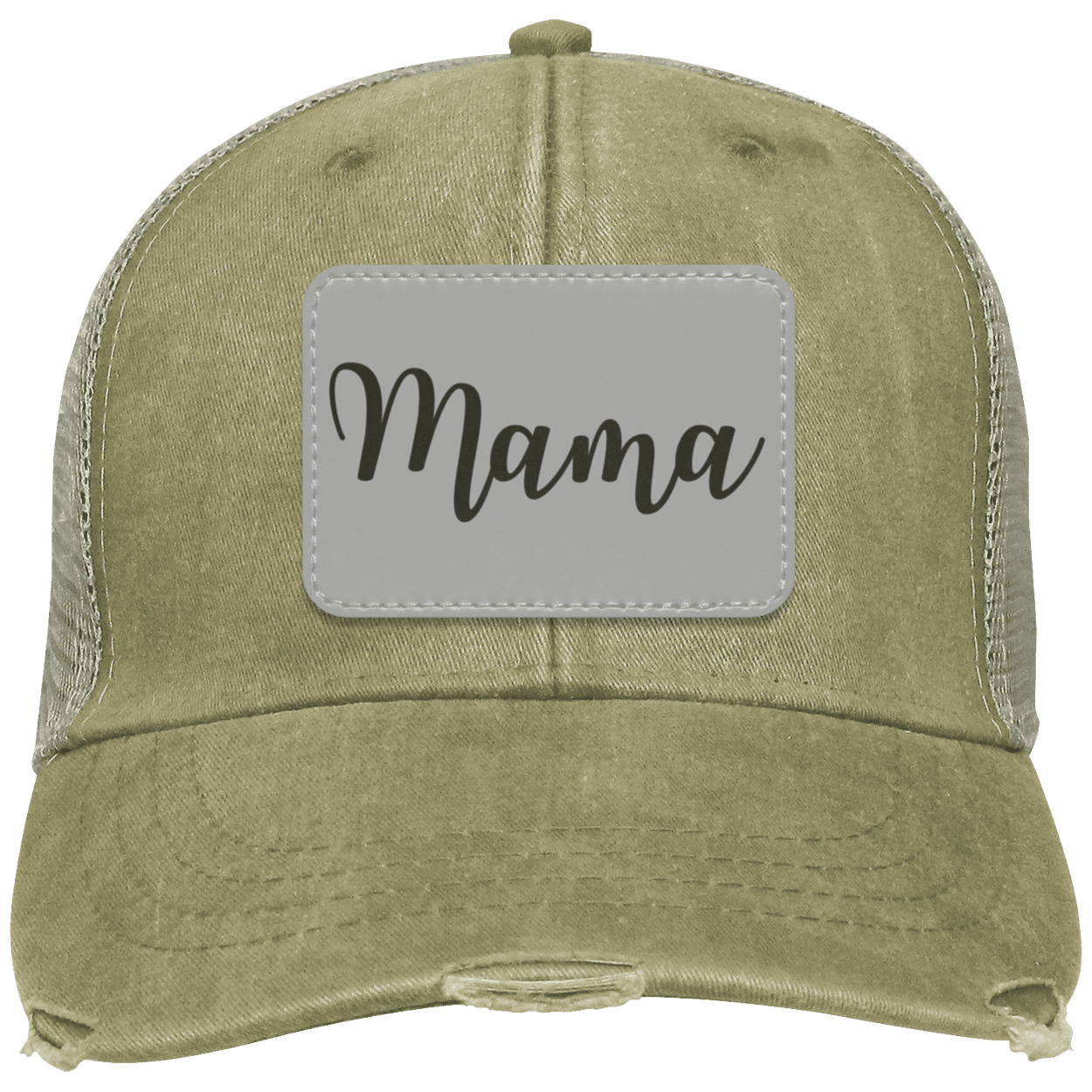 Mama Distressed  Cap w/ Gray Patch