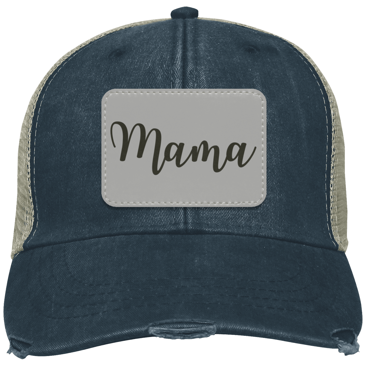 Mama Distressed  Cap w/ Gray Patch