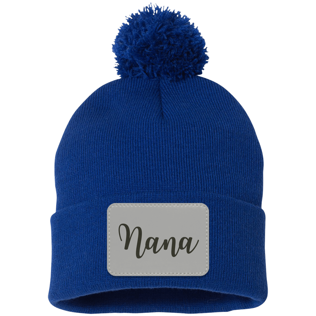 Nana Pom Pom Beanie w/ Gray Patch