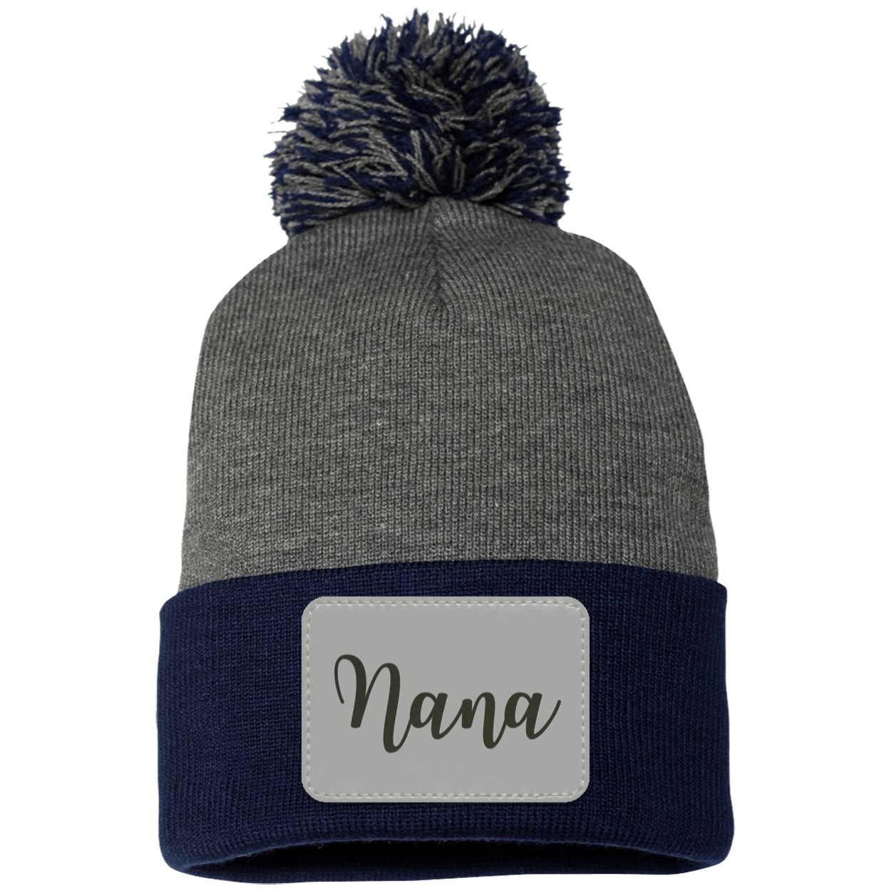 Nana Pom Pom Beanie w/ Gray Patch