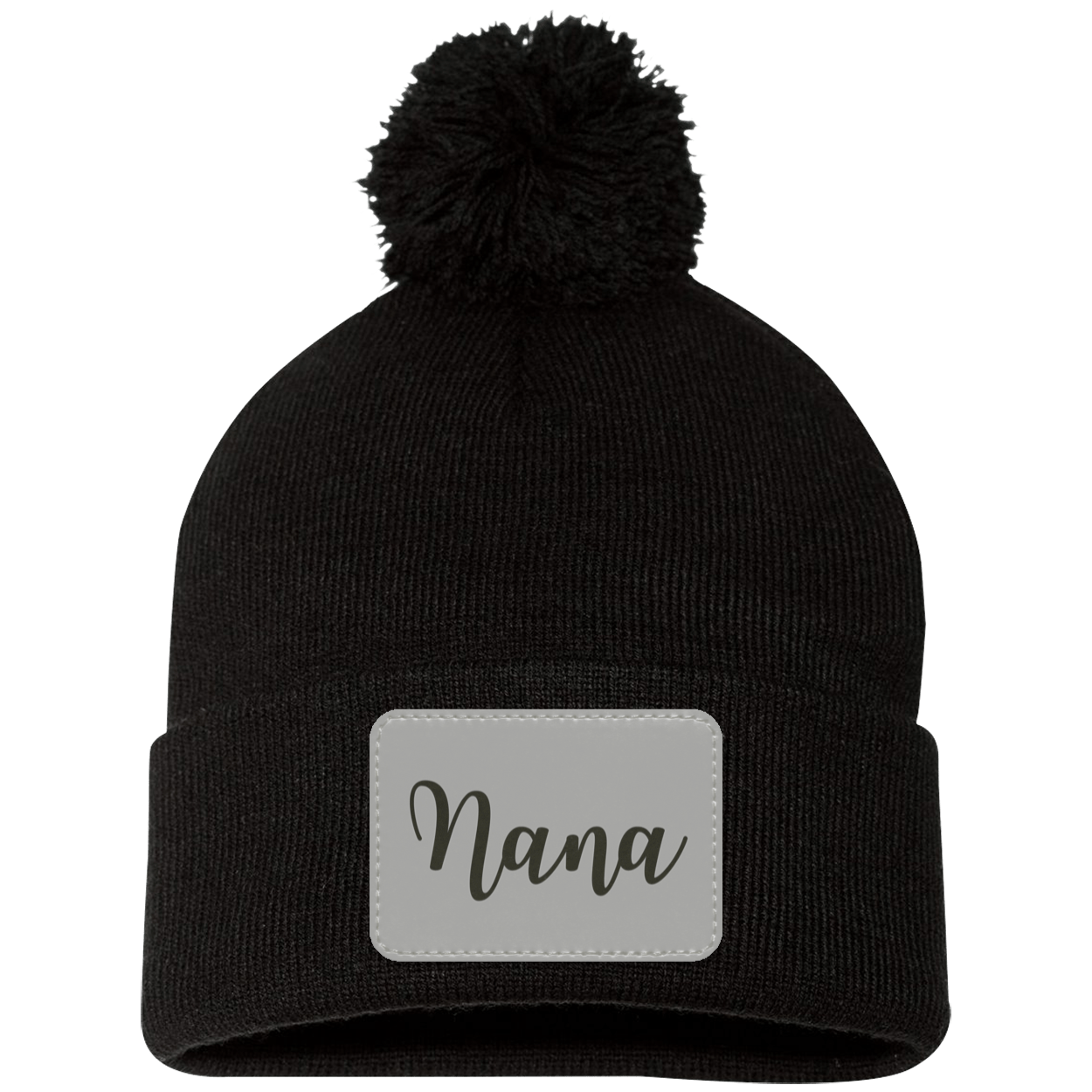 Nana Pom Pom Beanie w/ Gray Patch