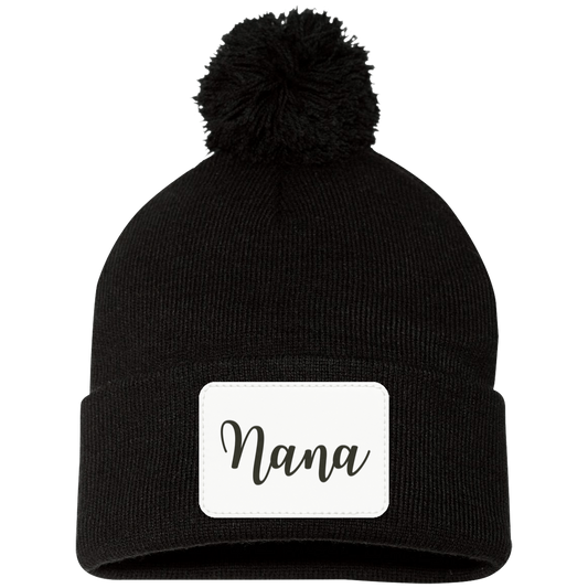 Nana Pom Pom Beanie w/ White Patch