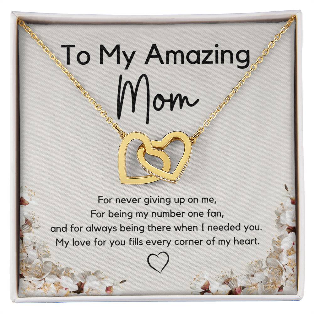 To My Amazing Mom l Interlocking Hearts l Mother's Day Gift l Birthday Gift l Rose Gold