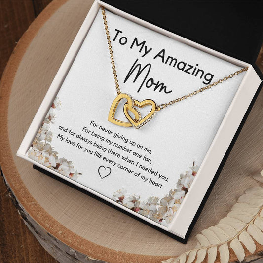 To My Amazing Mom l Interlocking Hearts Necklace l Mother's Day Gift l Birthday Gift l Rose Gold