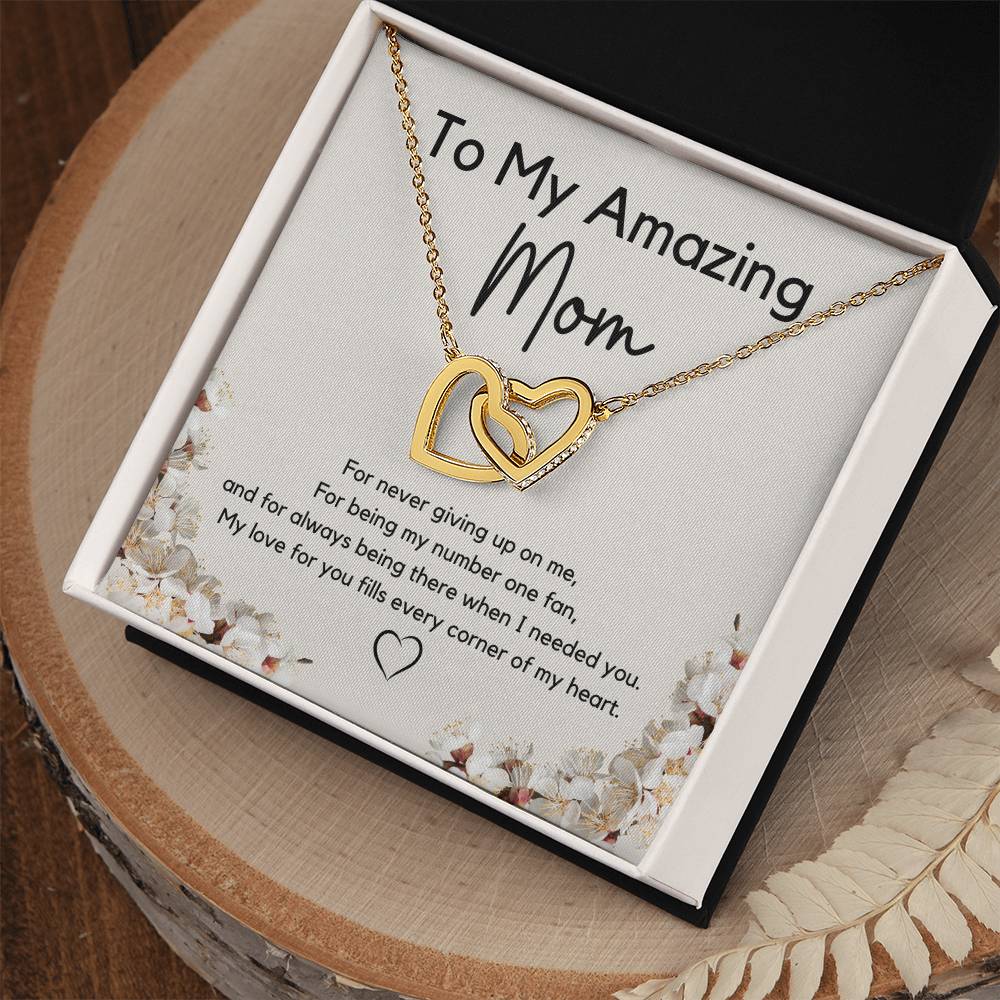 To My Amazing Mom l Interlocking Hearts l Mother's Day Gift l Birthday Gift l Rose Gold