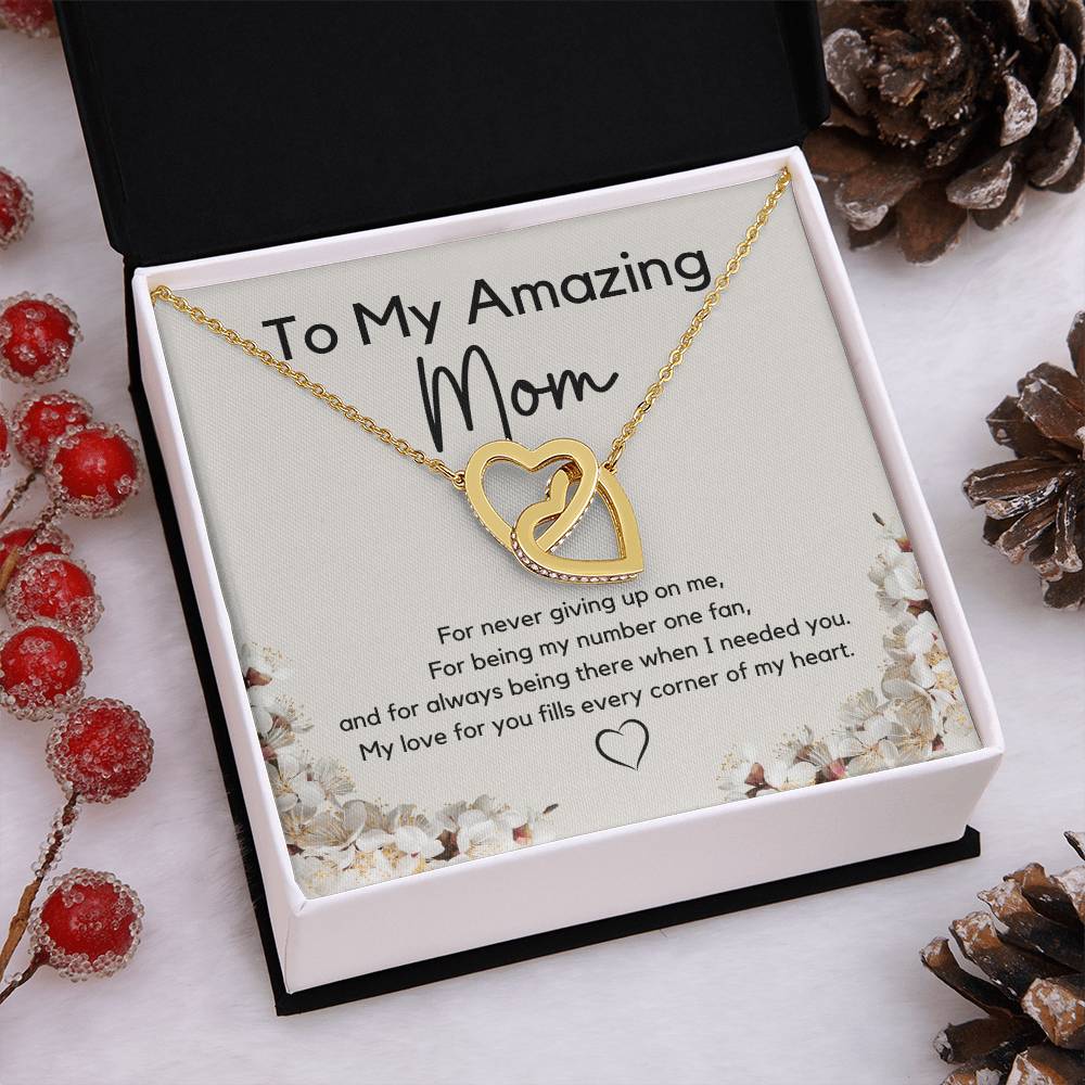 To My Amazing Mom l Interlocking Hearts l Mother's Day Gift l Birthday Gift l Rose Gold