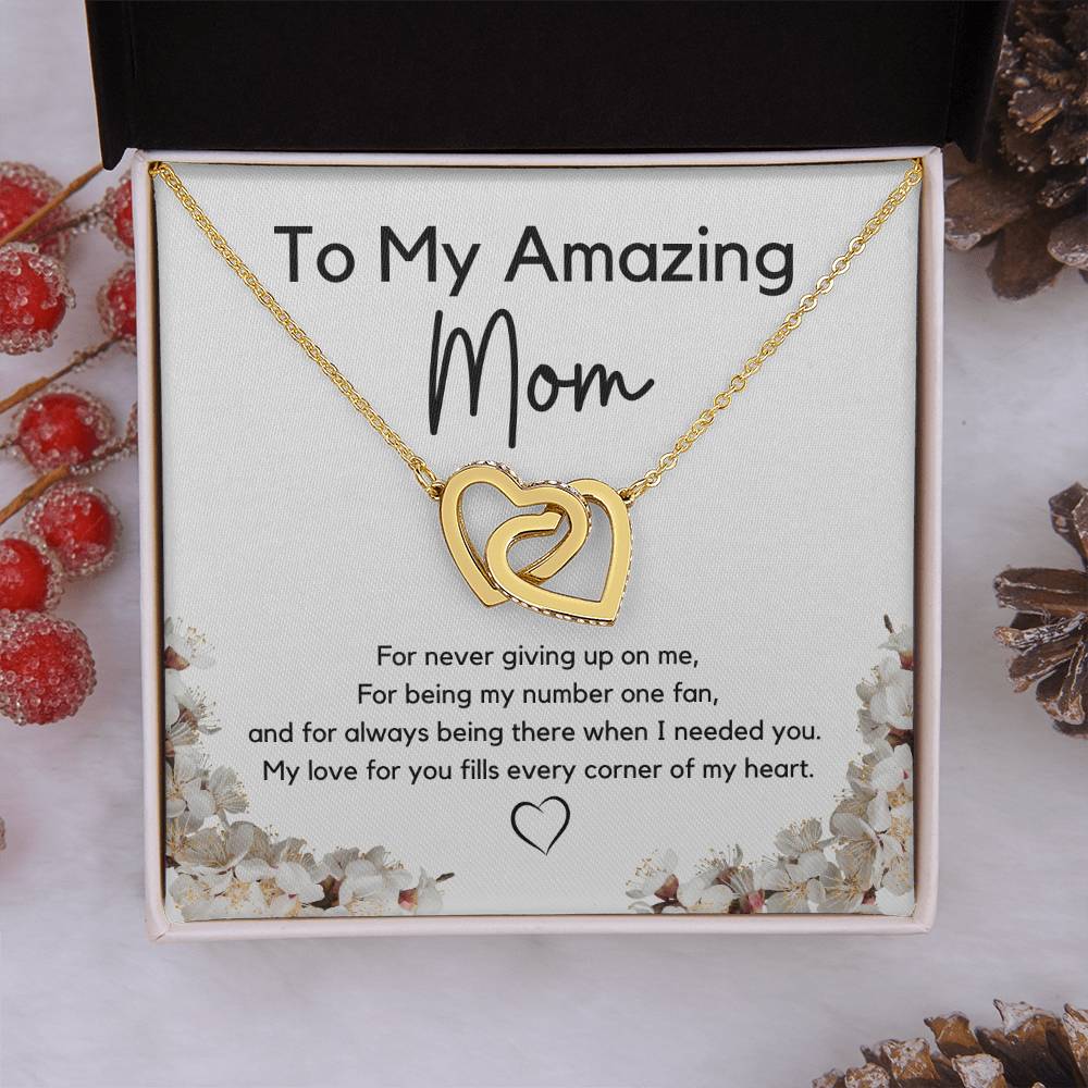 To My Amazing Mom l Interlocking Hearts Necklace l Mother's Day Gift l Birthday Gift l Rose Gold