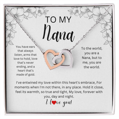 To My Nana l Interlocking Hearts Necklace l Mother's Day Gift l Birthday Gift l Rose Gold