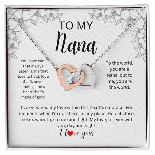 To My Nana l Interlocking Hearts Necklace l Mother's Day Gift l Birthday Gift l Rose Gold