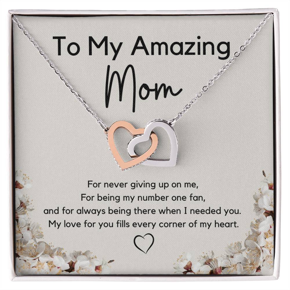 To My Amazing Mom l Interlocking Hearts l Mother's Day Gift l Birthday Gift l Rose Gold