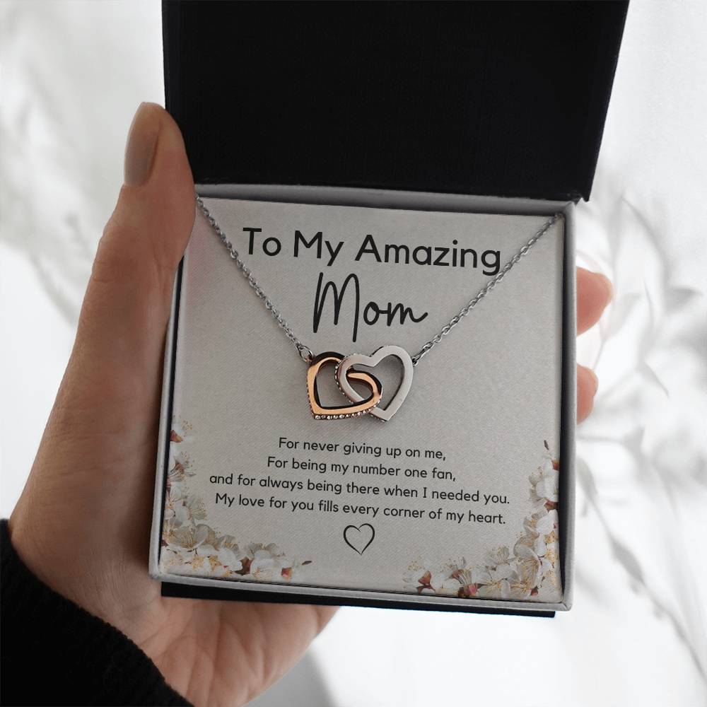 To My Amazing Mom l Interlocking Hearts l Mother's Day Gift l Birthday Gift l Rose Gold