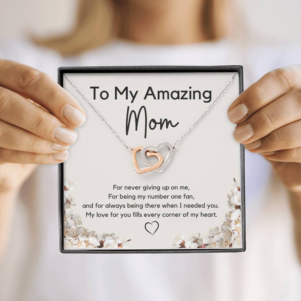 To My Amazing Mom l Interlocking Hearts l Mother's Day Gift l Birthday Gift l Rose Gold