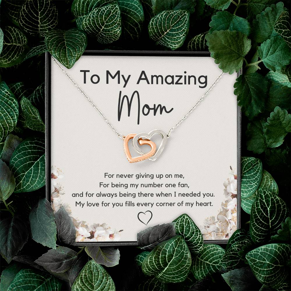 To My Amazing Mom l Interlocking Hearts l Mother's Day Gift l Birthday Gift l Rose Gold