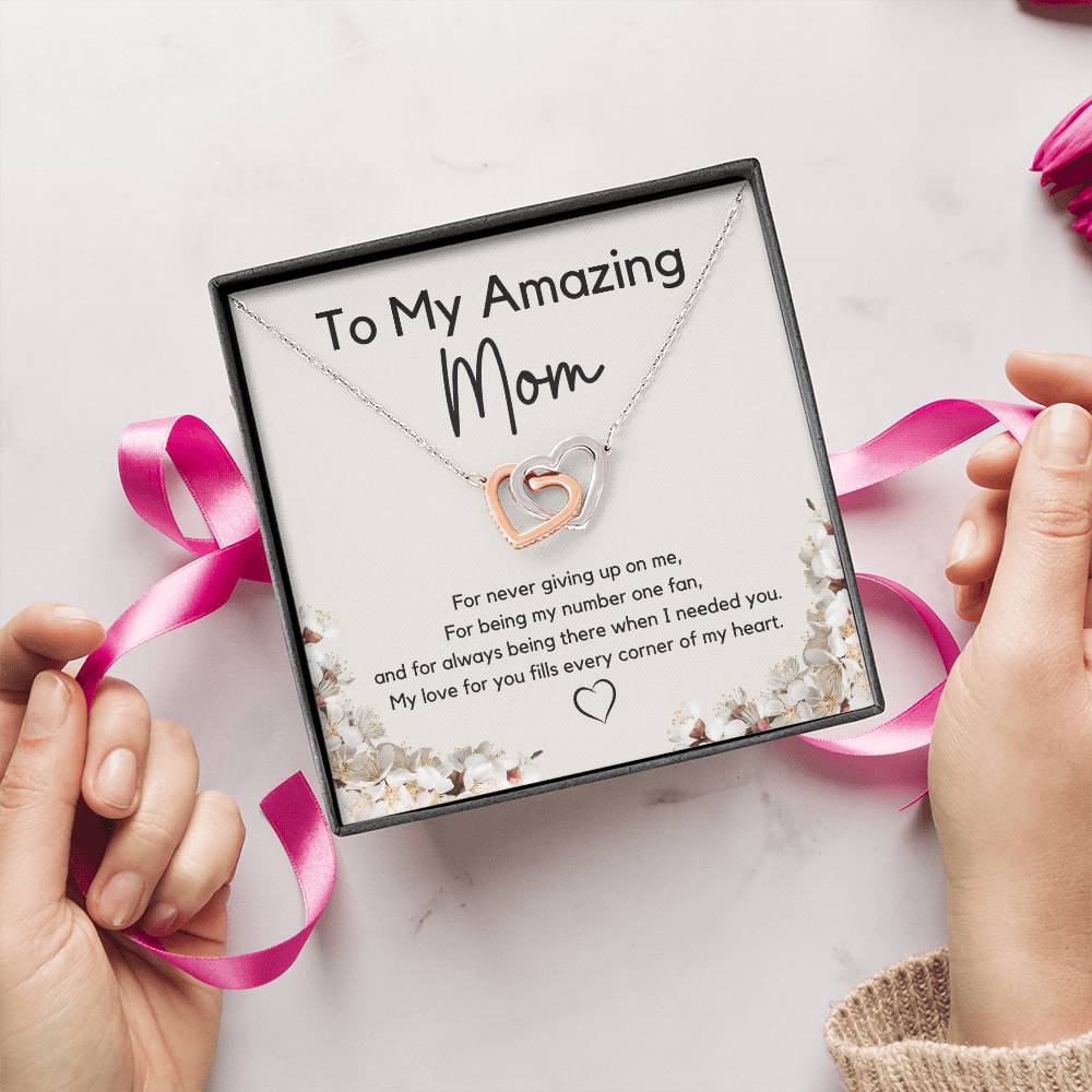 To My Amazing Mom l Interlocking Hearts l Mother's Day Gift l Birthday Gift l Rose Gold