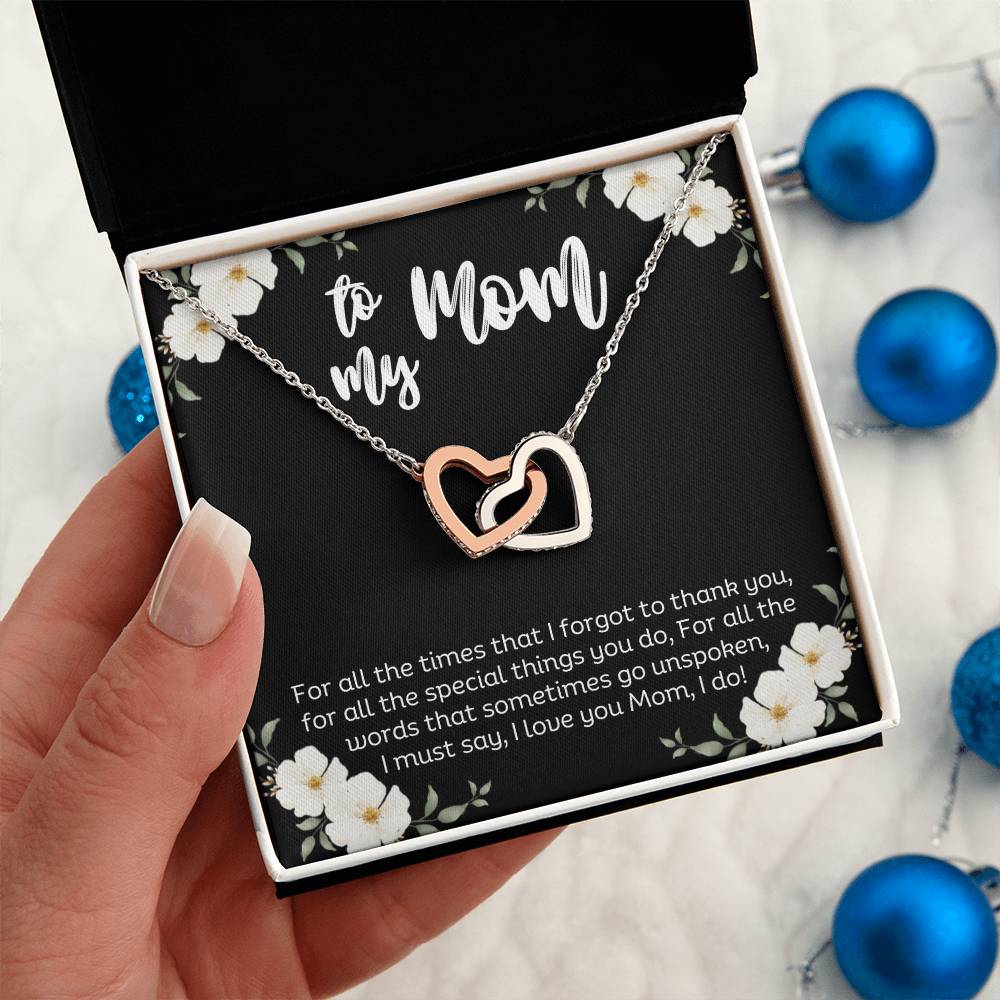 To My Mom l Interlocking Hearts Necklace l Mother's Day Gift l Birthday Gift l Rose Gold