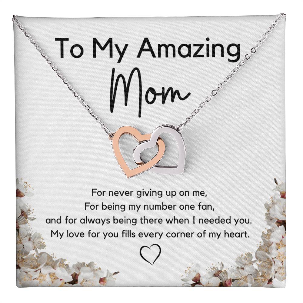 To My Amazing Mom l Interlocking Hearts Necklace l Mother's Day Gift l Birthday Gift l Rose Gold