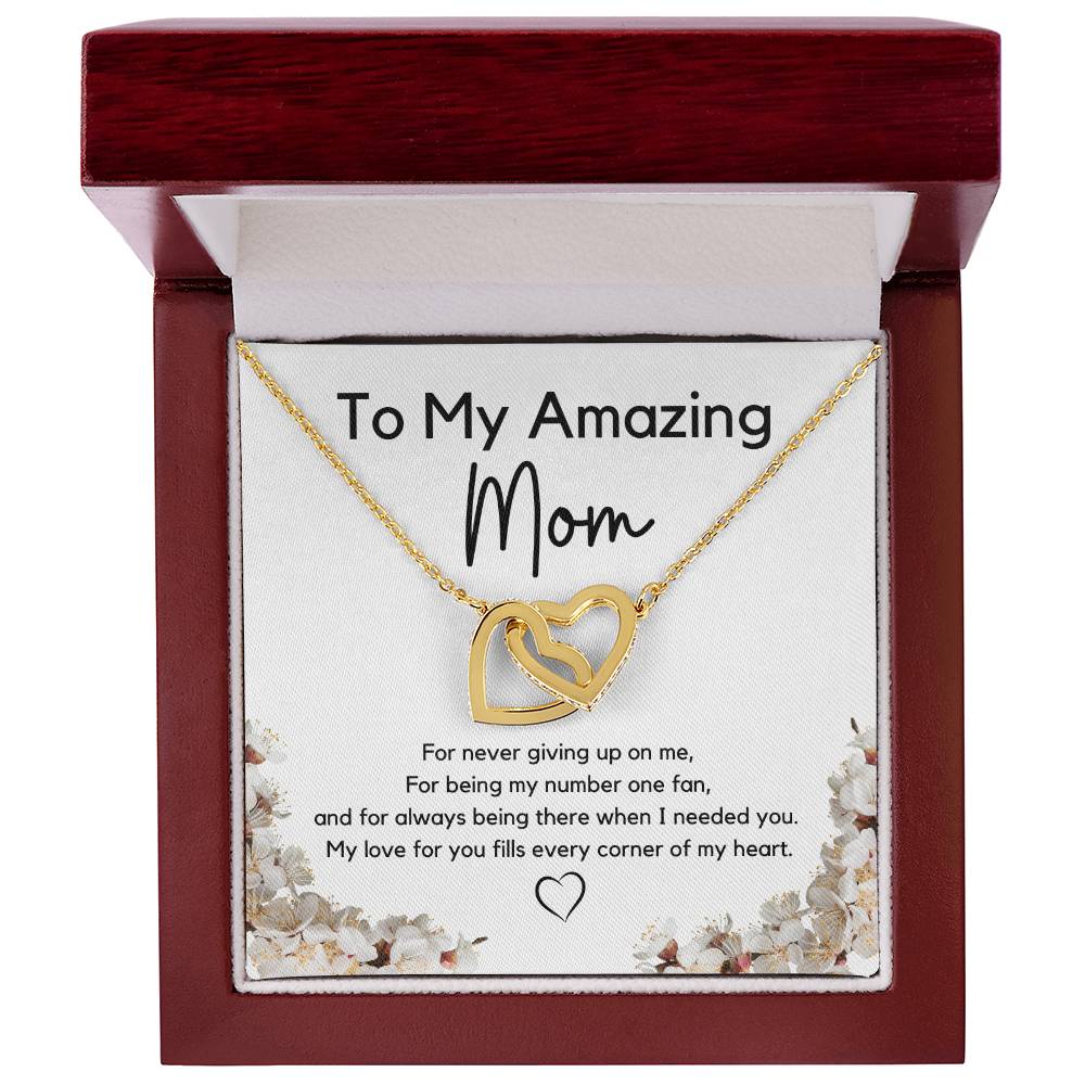 To My Amazing Mom l Interlocking Hearts Necklace l Mother's Day Gift l Birthday Gift l Rose Gold