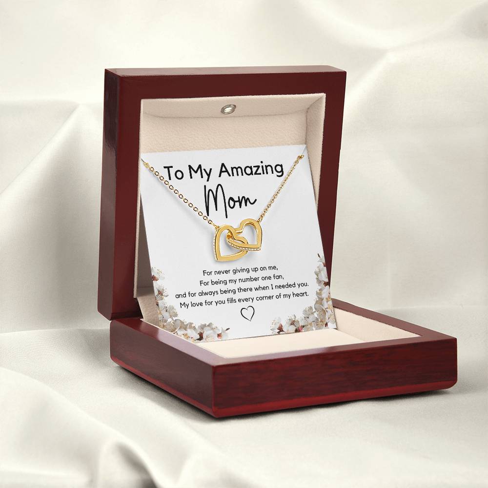 To My Amazing Mom l Interlocking Hearts Necklace l Mother's Day Gift l Birthday Gift l Rose Gold