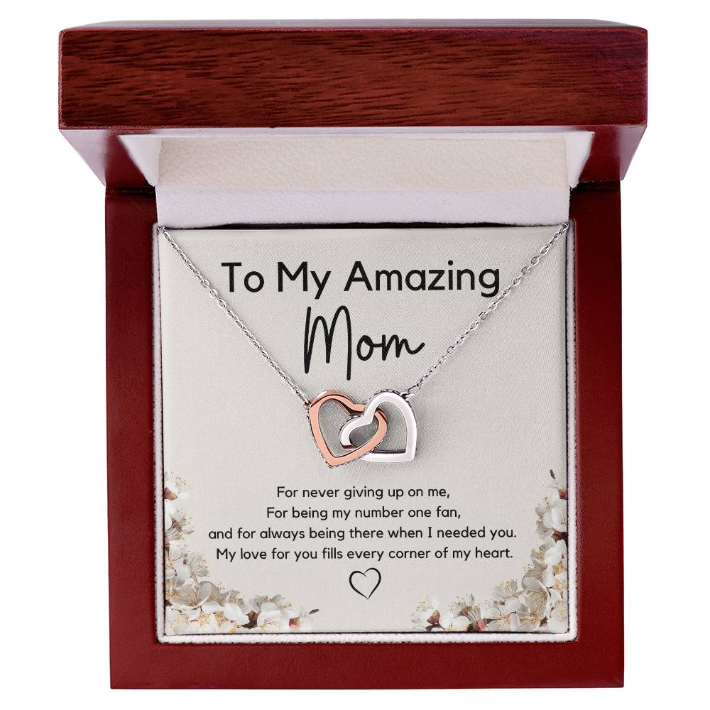 To My Amazing Mom l Interlocking Hearts l Mother's Day Gift l Birthday Gift l Rose Gold