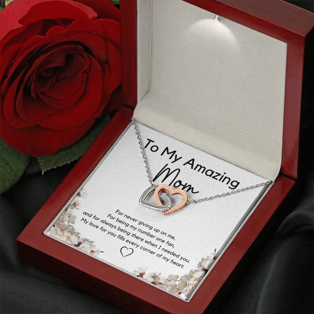 To My Amazing Mom l Interlocking Hearts Necklace l Mother's Day Gift l Birthday Gift l Rose Gold