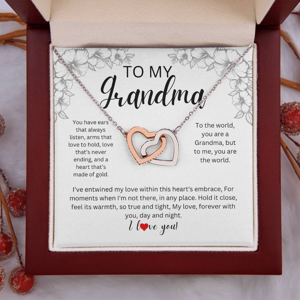 To My Grandma l Interlocking Hearts Necklace l Mother's Day Gift l Birthday Gift l Rose Gold