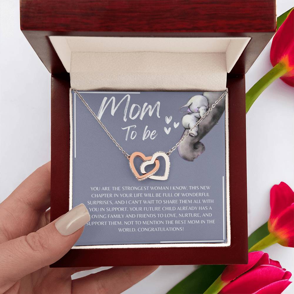 Mom To Be l Interlocking Hearts Necklace l Mother's Day Gift l Birthday Gift l Rose Gold