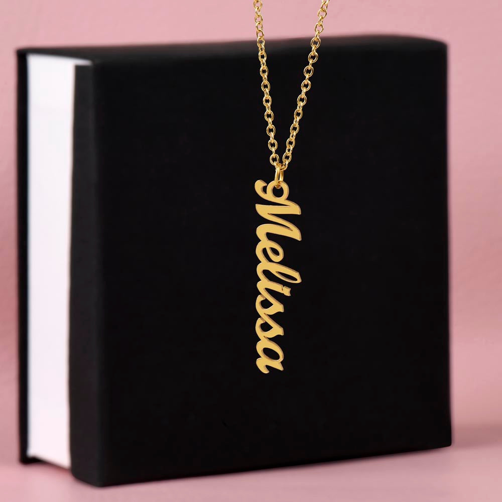 Graduation Vertical Name Necklace w/ Message Card