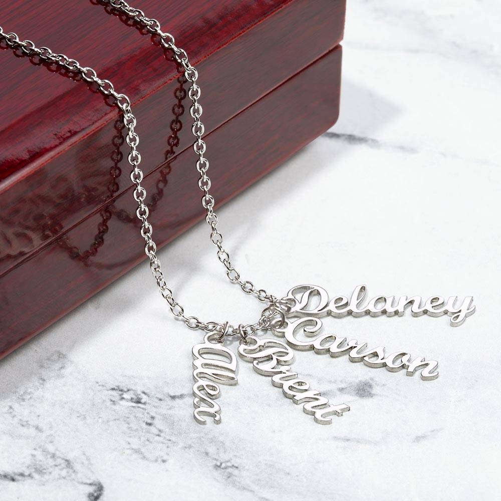 Multi Vertical Name Necklace | For Mom